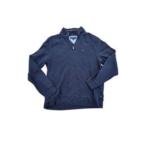 Tommy Hilfiger Mens Half-Zip Pullover Navy Blue Size M Cotton Casual Sweater